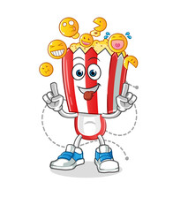 popcorn head cartoon laugh and mock character. cartoon vector