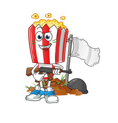 popcorn head cartoon army character. cartoon mascot vector