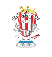 popcorn head cartoon applause illustration. character vector
