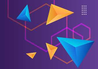 Landing page background template with colorful abstract geometric elements decoration