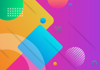 Landing page background template with colorful abstract geometric elements decoration