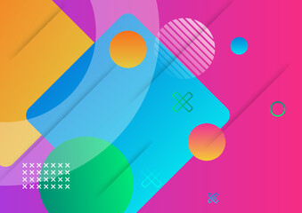 Fototapeta na wymiar Landing page background template with colorful abstract geometric elements decoration