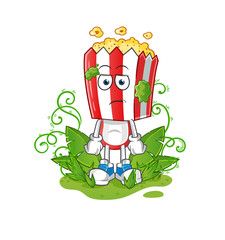popcorn head cartoon waiting too long mascot. cartoon vector