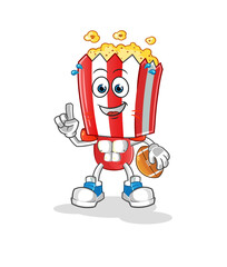 popcorn head cartoon playing rugby character. cartoon vector