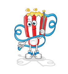 popcorn head cartoon Rhythmic Gymnastics mascot. cartoon vector