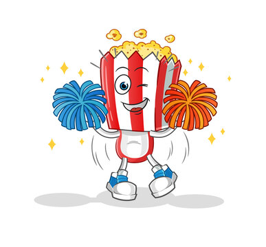 popcorn head cartoon cheerleader. cartoon mascot vector