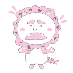 びっくりする沖縄のシーサー　シンプルカラー　イラスト素材