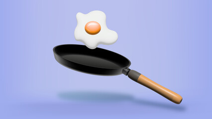 Frying pan. Cooking egg