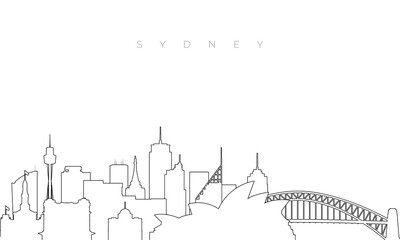 Outline Sydney skyline. Trendy template with Sydney city buildings and landmarks in line style. Stock vector design.