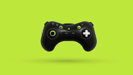 Black video game joystick 3d rendering. Gaming concept. Wireless game controller with buttons. Device for gamers. Players' gamepad © Viktor