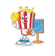 popcorn head cartoon Architect illustration. character vector