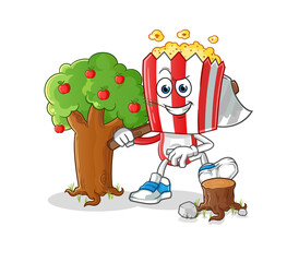 popcorn head cartoon Carpenter illustration. character vector