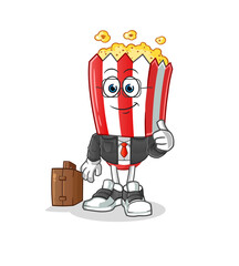 popcorn head cartoon office worker mascot. cartoon vector