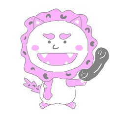 Naklejka premium 受話器を持つ沖縄のシーサー シンプルカラー イラスト素材