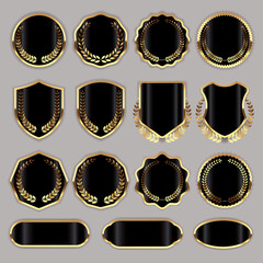 Black and gold luxury blank label badge template collection 