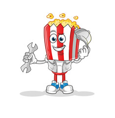 popcorn head cartoon mechanic cartoon. cartoon mascot vector