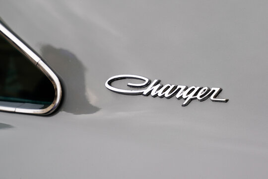 Dodge Charger Vintage Logo Brand And Text Sign On Retro Vintage Ancient Car Model