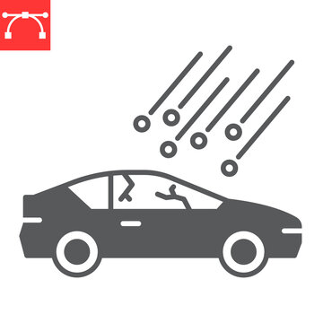 Hail Damage Glyph Icon, Insurance And Car Accident, Hail On The Car Vector Icon, Vector Graphics, Editable Stroke Solid Sign, Eps 10.