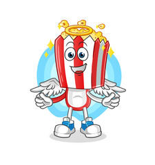 popcorn head cartoon angel with wings vector. cartoon character