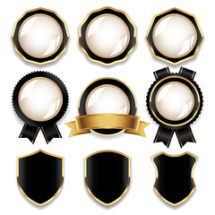 Black and gold luxury blank label badge template collection 