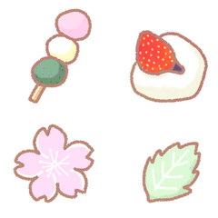 三色団子といちご大福とお干菓子