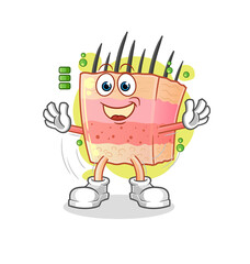 skin structure full battery character. cartoon mascot vector