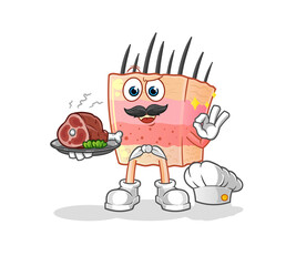 skin structure chef with meat mascot. cartoon vector