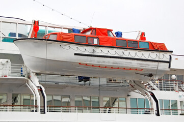 Safety lifeboat on ship deck