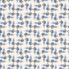 Vector seamless pattern with floral pattern. Boho colors, pastel colors. For printing on fabrics and clothes. For wall design. Poster for the interior, postcard, congratulation. in hand drawn style