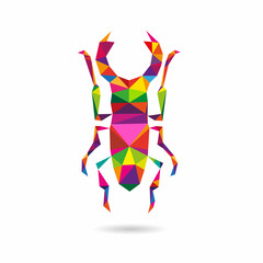 Stag beetle abstract isolated on a white backgrounds, vector illustration