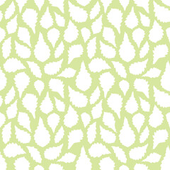 Seamless pattern Oak leaves. nature scandinavian style background. Nursery decor trend of the season, white silhouette on lime, chartreuse green. Can be used for Gift wrap fabric wallpapers. Vector