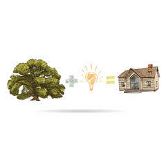 Naklejka premium Tree plus idea equally house. Infographic vector illustration 