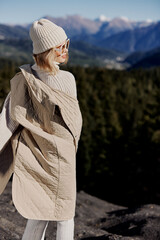 woman fashion glasses mountain top nature freedom landscape