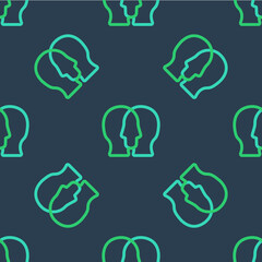 Line Project team base icon isolated seamless pattern on blue background. Business analysis and planning, consulting, team work, project management. Developers. Vector