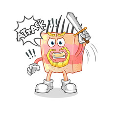 skin structure knights attack with sword. cartoon mascot vector