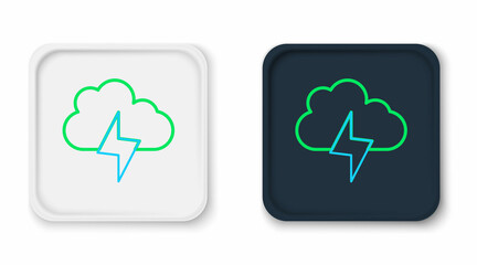 Line Storm icon isolated on white background. Cloud and lightning sign. Weather icon of storm. Colorful outline concept. Vector
