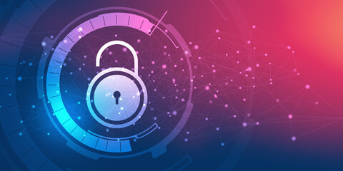 2d illustration Safety concept: Closed Padlock on digital background
