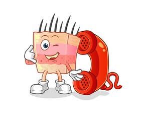 skin structure call mascot. cartoon vector