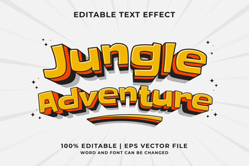 Editable text effect - Jungle Adventure 3d Traditional Cartoon template style premium vector