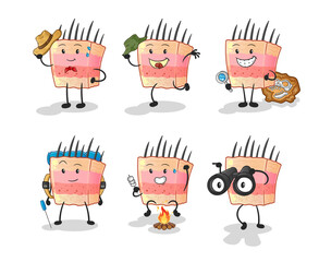 skin structure adventure group character. cartoon mascot vector