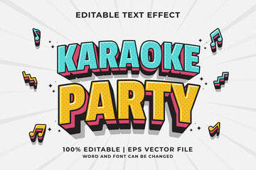 Editable text effect - Karaoke Party 3d Traditional Cartoon template style premium vector