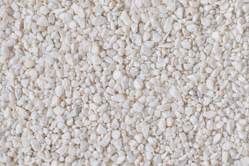 Background of white pebbles for gardening, decor, fish tank aquarium, interior or landscape design