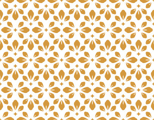 Flower geometric pattern. Seamless vector background. White and gold ornament. Ornament for fabric, wallpaper, packaging. Decorative print