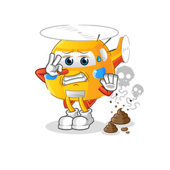 helicopter with stinky waste illustration. character vector
