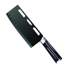 Large sharp cleaver knife isolated on white background, Vector illustration, chef knives, Cutlery icon set