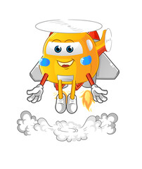 helicopter with jetpack mascot. cartoon vector