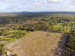 field surround by forrest