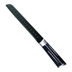 realistic kitchen bread knife isolated on white, Vector illustration, chef knife, Cutlery icon set, bread Knife