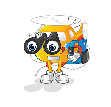 recommend clip art: helicopter with binoculars character. cartoon mascot vector