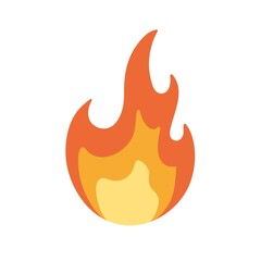 Hot burning bonfire, campfire icon. Fire flame, light. Abstract danger warning of heat and blaze. Inflammable caution sign, pictogram. Flat vector illustration isolated on white background